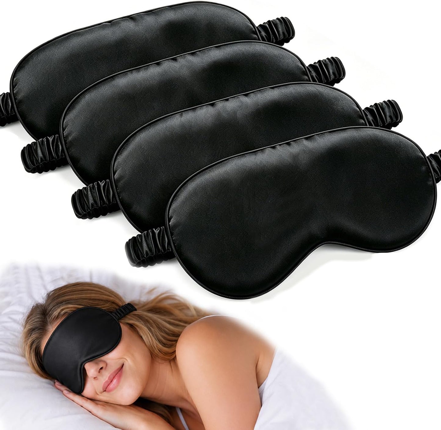 IEKEODI 2 Pack Sleep Masks, Blackout Eye Masks for Sleeping, (Black+Purple) | Silky Soft Comfort, Light Blocking Blindfold Design, Gentle Elastic Fit, Smooth Skin Feel, Travel and Nap Ready