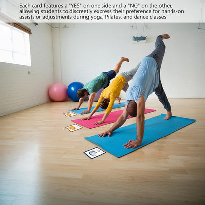 Rounded Corners Yoga Consent Cards,20 Pcs Double-Sided Assist Cards for Yoga Teachers, Pilates and Dance,Yes or No Adjust Cards(7 * 10cm)