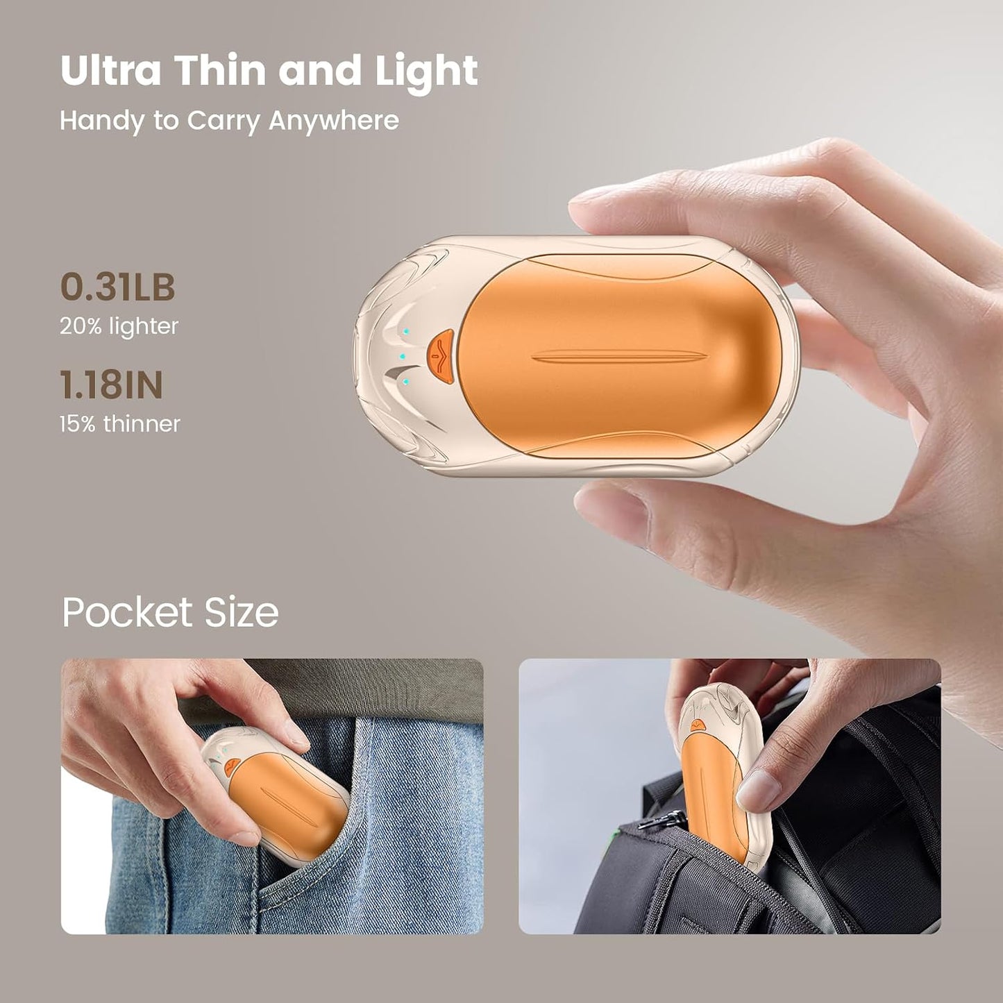 POMPONGO Hand Warmers Rechargeable 2 Pack, Smart Hand Warmer Max. 20Hrs Heat, 3 Levels 108-131°F, Hunting Gear, Golf Accessories, Stocking Stuffers for Men Women, Christmas Men Gifts