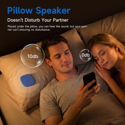 TAZATA Bluetooth Pillow Speaker for Sleeping, Blue | Under Pillow Sleep Speaker, 100 White Noise Sounds (Pink/Brown Noise), Auto-Off Timer, Side Sleeper Friendly