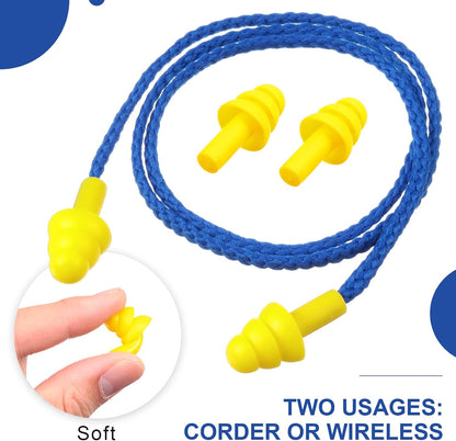 Tondiamo 200 Pairs Ear Plug Bulk with Cord Reusable Silicone, Fresh