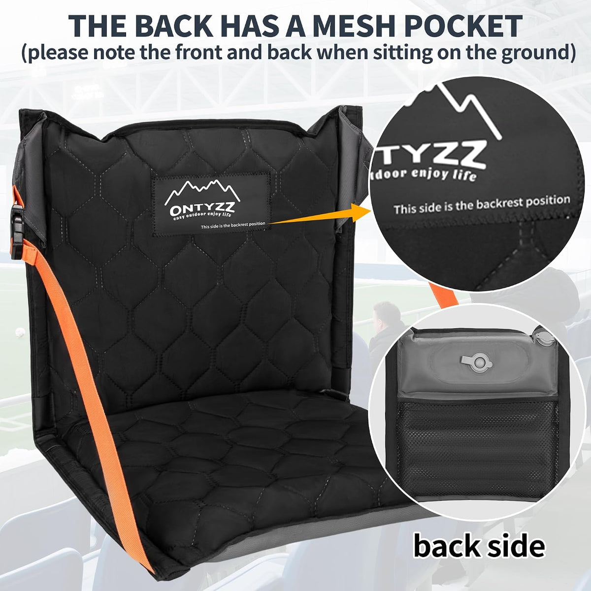 ONTYZZ Stadium Seats with Back Support Inflatable Portable Folding Seat