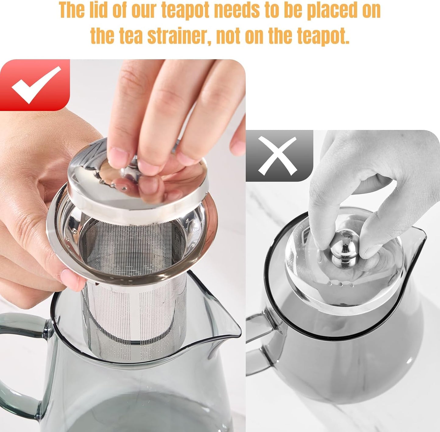 PARACITY Glass Teapot Stovetop 22 OZ/650ml, Tea pot with Removable 18/8 Stainless Steel Infuser, Borosilicate Clear Tea Kettle, Teapot Blooming and Loose Leaf Tea Maker Tea Brewer for Camping, Travel | Clear small tea kettle with infuser and tea pot with