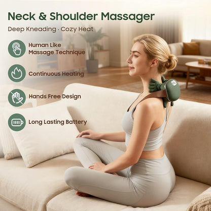 Hand Neck Massager with Fingers, Shoulder and Neck Massager with Hands, Bionic Heated Massager, Deep Tissue Massage, Shoulder & Cervical Relief, Relax Muscle Tension, Hands-Free, Portable