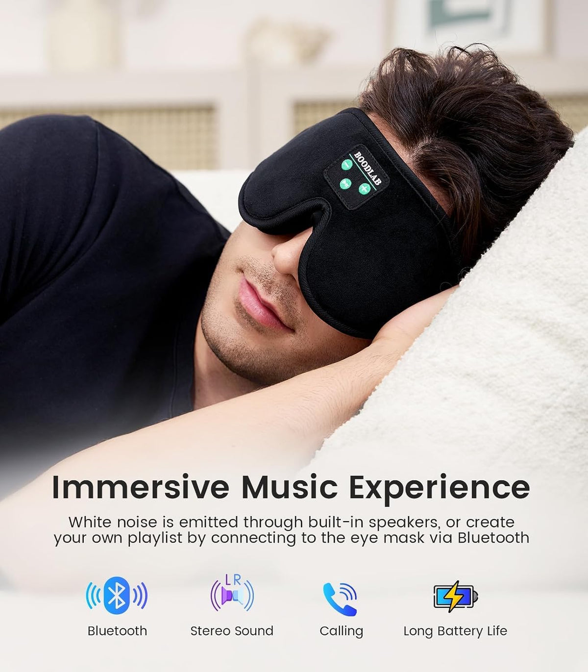 Bluetooth Sleep Mask, Sleep Mask with Bluetooth Headphones, Sleeping Headphones for Side Sleepers Travel Yoga, Cool Tech Gadgets Unique Gift for Valentine's Mother's Day Birthday Christmas