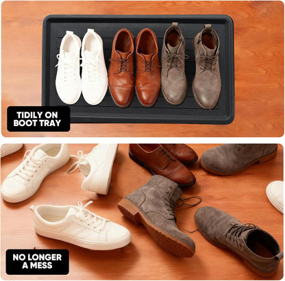 Rubber Boot Tray for Entryway, Multipurpose Boot Mat, Shoe Tray, Shoe Mat for Indoor and Outdoor, 16x27.5, Black