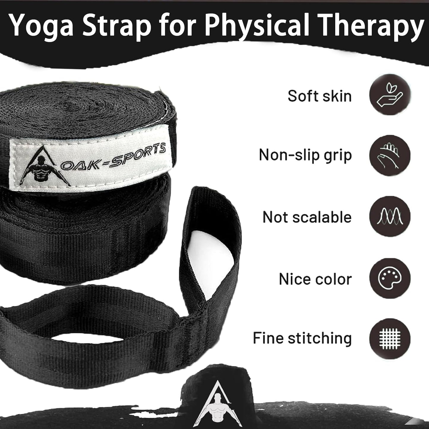 Stretching Strap Yoga Strap with Loops for Physical Therapy, Non-Elastic | 10 Loops, 75 inches length, Multi-Color Selection for Yoga Strap for Stretching, Pilates, Dance and Gymnastics