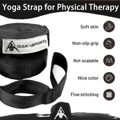 Stretching Strap Yoga Strap with Loops for Physical Therapy, Non-Elastic | 10 Loops, 75 inches length, Multi-Color Selection for Yoga Strap for Stretching, Pilates, Dance and Gymnastics