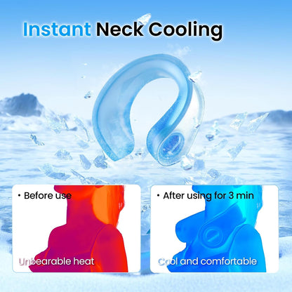 Neck Cooler for Hot Weather, Reusable Wearable Ice Water Neck Wrap with Wide Mouth for Ice Cubes, U-Shaped Cooling Neck Pack for Summer Heat, Outdoor Work, Sports, Travel & Hot Flashes, Blue