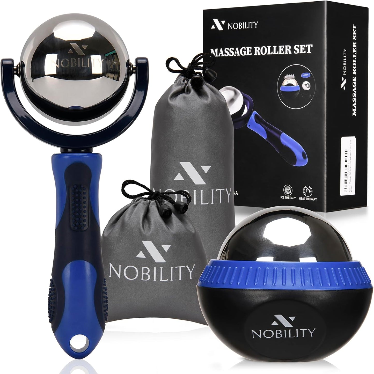 Nobility Massage Ball Roller– Ice Cold and Hot for Deep Tissue and Sore Muscle Relief of Stiffness and Stress, Body, Neck, Back, Foot, Plantar (Black)
