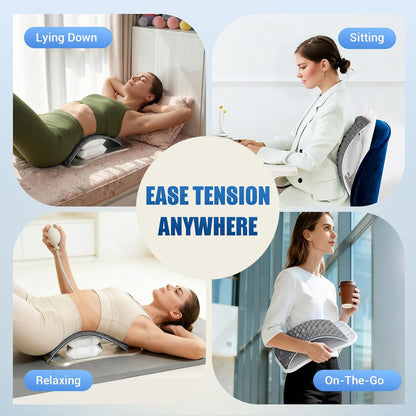 Back Stretcher for Back Pain, Adjustable Height & Soft Sponge Material | Lumbar Back Stretcher With Acupressure Points, Air Pump Adjustable Height, Spine Stretching Support, Scoliosis, Manual Includ