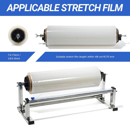 Plastic Wrap Dispenser with Cutter, 4.0-17 inch Stretch Wrap Dispenser, Manual Stretch Film Dispenser, Stainless Steel Plastic Wrap Dispener, Predrilled Holes for Table Wall Floor Mount