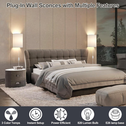 Battery Operated Rechargeable Wall Sconce Set of Two with 10000mAh Battery