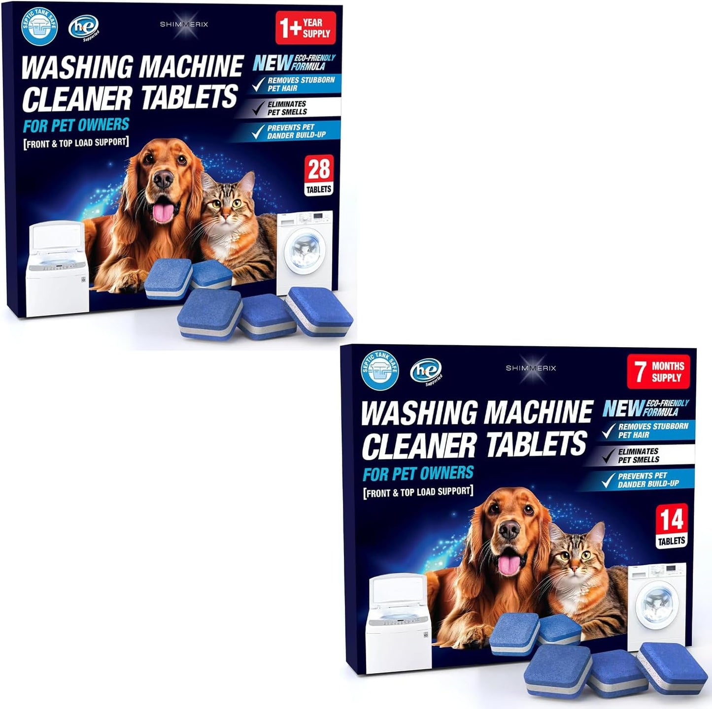 Washing Machine Cleaner Pro Tablets for Pet Owners, 28 Pack, Front/Top Load | Remove Stubborn Pet Hair, Washer Deep Cleaning, Septic Tank Safe, HE Support, Eliminates Pet Smells, Prevents Dander Build-up