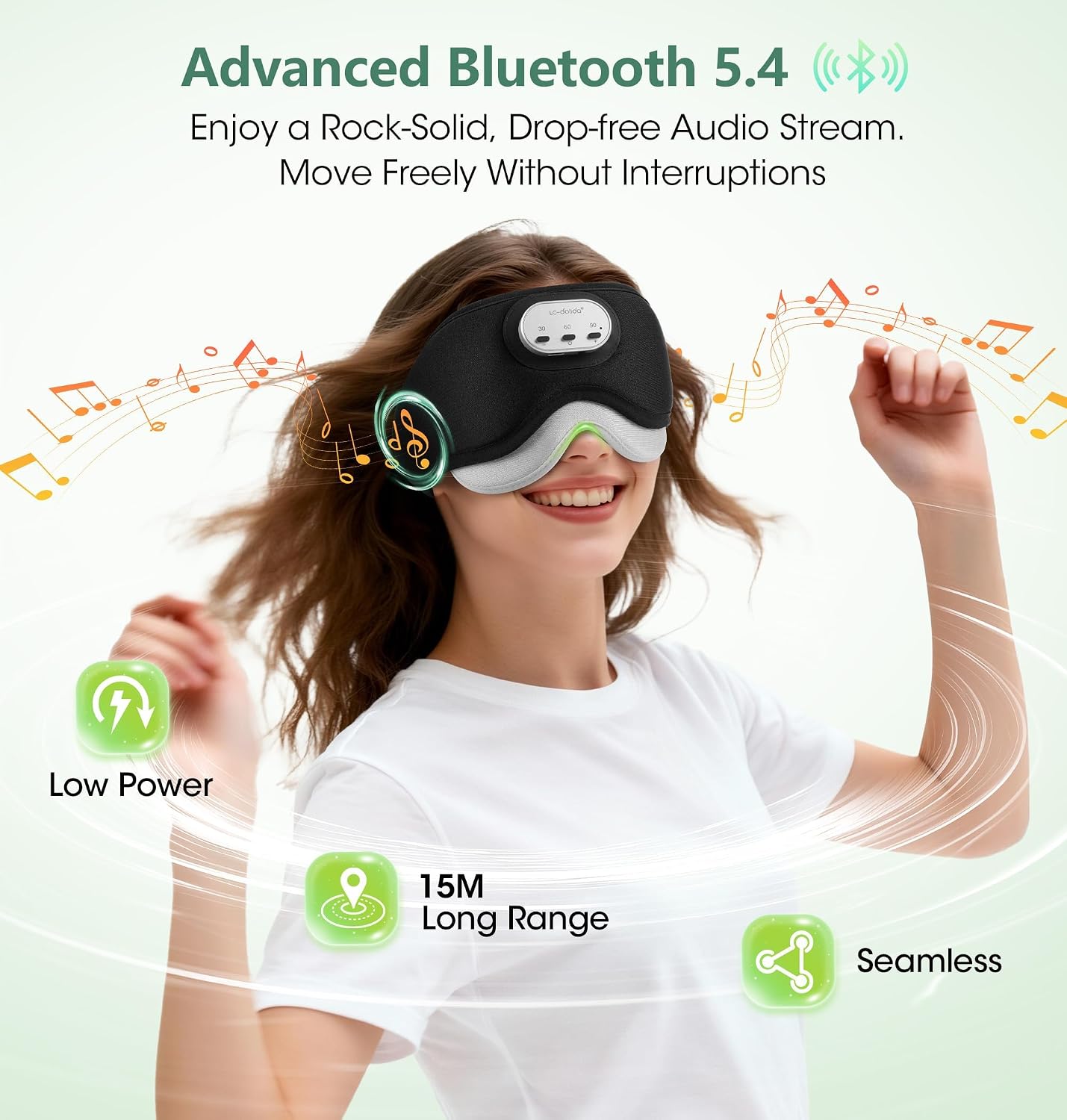 LC-dolida Voice Control Bluetooth Sleep Mask, Bamboo Cotton Bluetooth Sleep Headphones with 3D Zero-Pressure Cups and Timer Setting, Total Blackout Sleep Eye Mask for Side Sleepers (Purple)