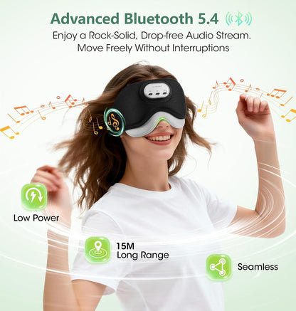 LC-dolida Voice Control Bluetooth Sleep Mask, Bamboo Cotton Bluetooth Sleep Headphones with 3D Zero-Pressure Cups and Timer Setting, Total Blackout Sleep Eye Mask for Side Sleepers (Purple)