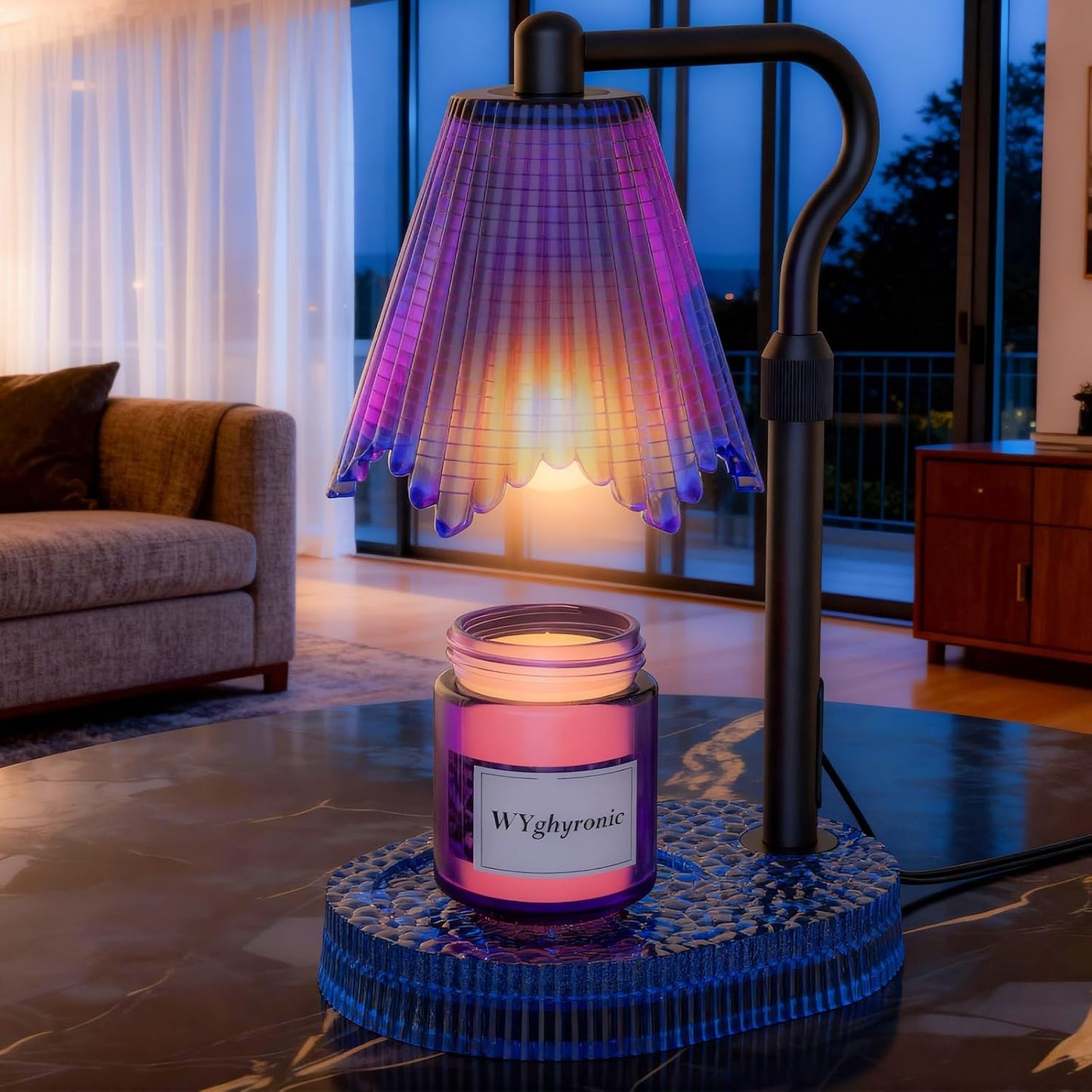Flower Candle Warmer Lamp,Adjustable Timer & Dimmer(Black2) | Adjustable height fits jars. Timer & dimmer safe melt. 2 bulbs & heat-proof base. Perfect for bedroom, office, or gifting.