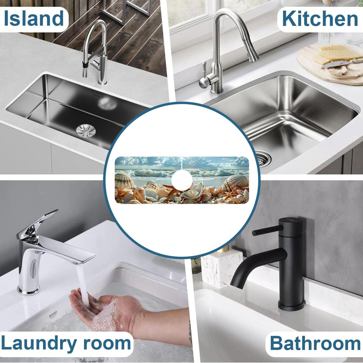 Faucet Mat for Kitchen Sink Absorbent Splash Guard Bathroom 23.5"X5.5"