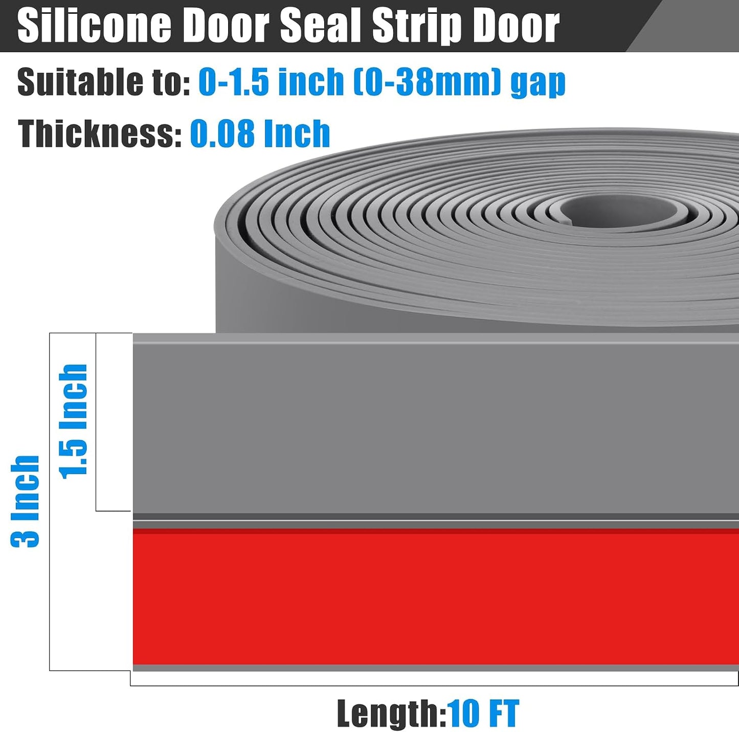 Draft Seal Tape for Doors and Windows 2 in x 20 Ft Silicone Weather Stripping Extra Thick 2mm Door Seal Strip with Strong Adhesive Draft Insulation Stopper Side Seal - Clear