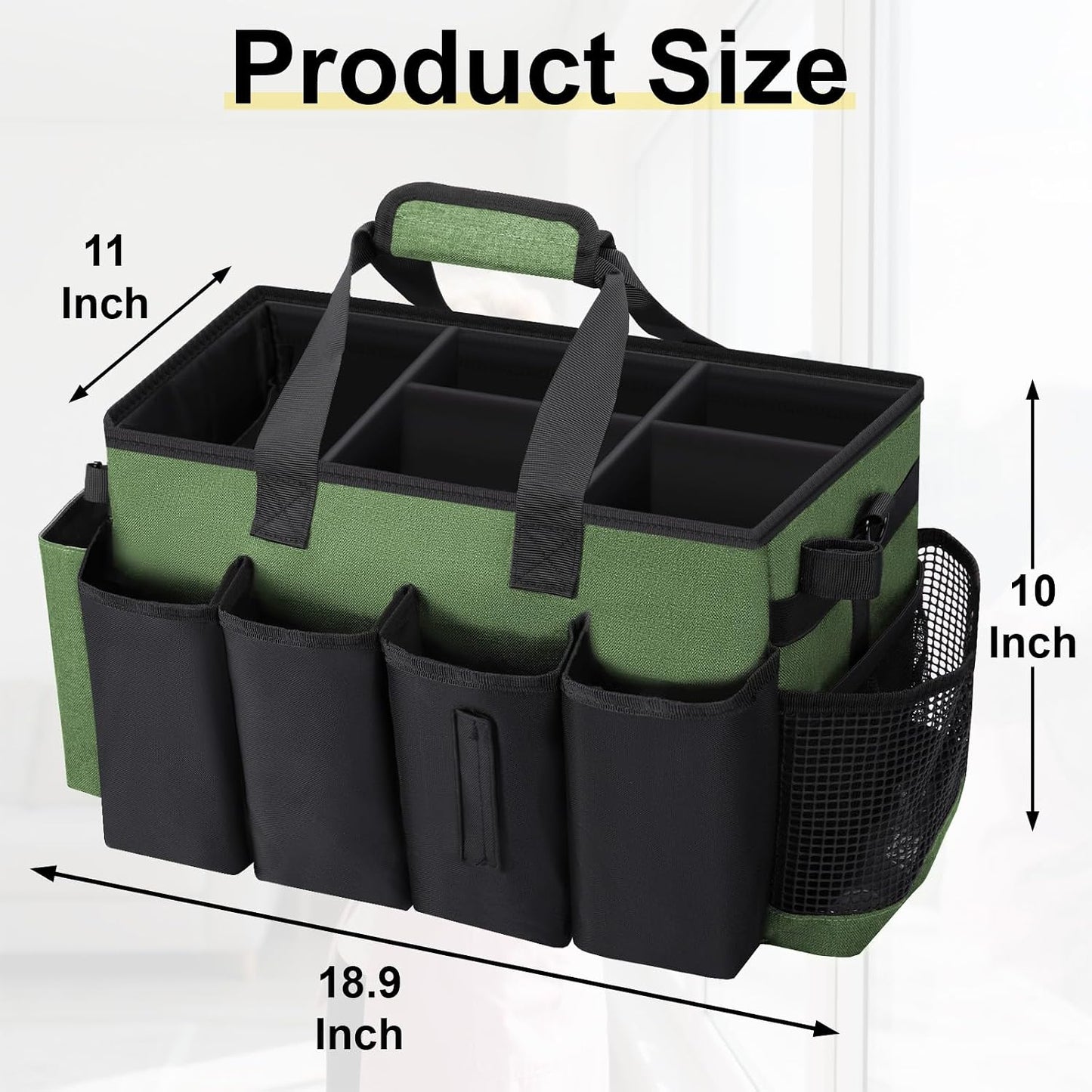 Wearable Large Cleaning Caddy Bag for Housekeepers (Black&Gray) | Cleaning Supplies Organizer with Adjustable Shoulder, Waist & Handle Straps, Detailing Bag for Kitchen Supplies