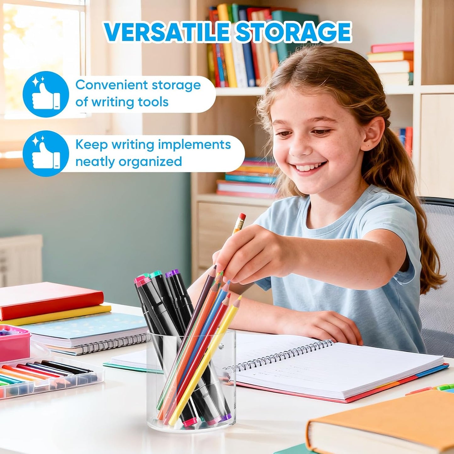 2Pack Magnetic Pen Holder, Magnetic Dry Erase Marker Holder Whiteboard Acrylic Marker Holder for Refrigerator, Office, Classroom, Pencil Cup, Pen Caddy, Classroom Organization