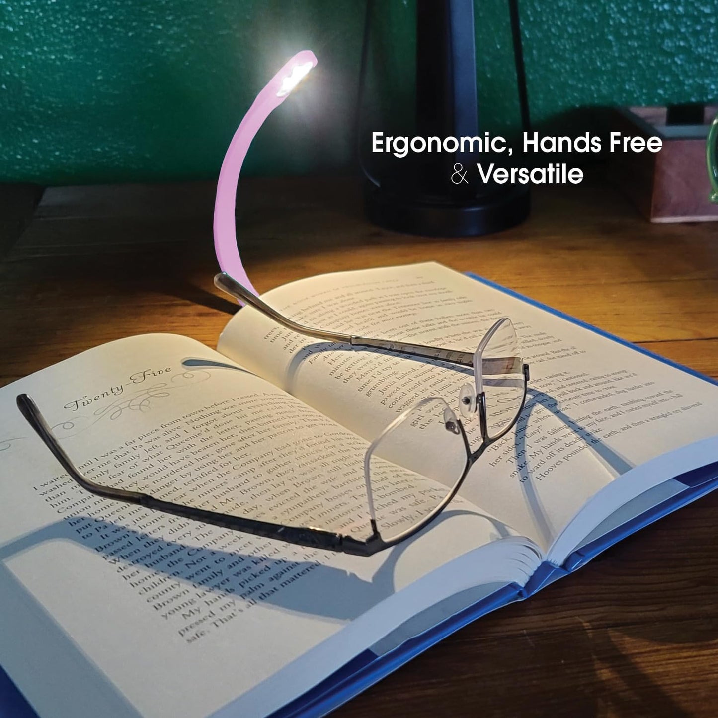 The Original Mighty Bright Recharge Clip On Rechargeable Book Light Reading Light, Warm Eye Care LEDs, Flexible, Durable, Dimmable, Perfect for Kids, Bookworms, Reading in Bed, Lasts 60 Hours (Green)