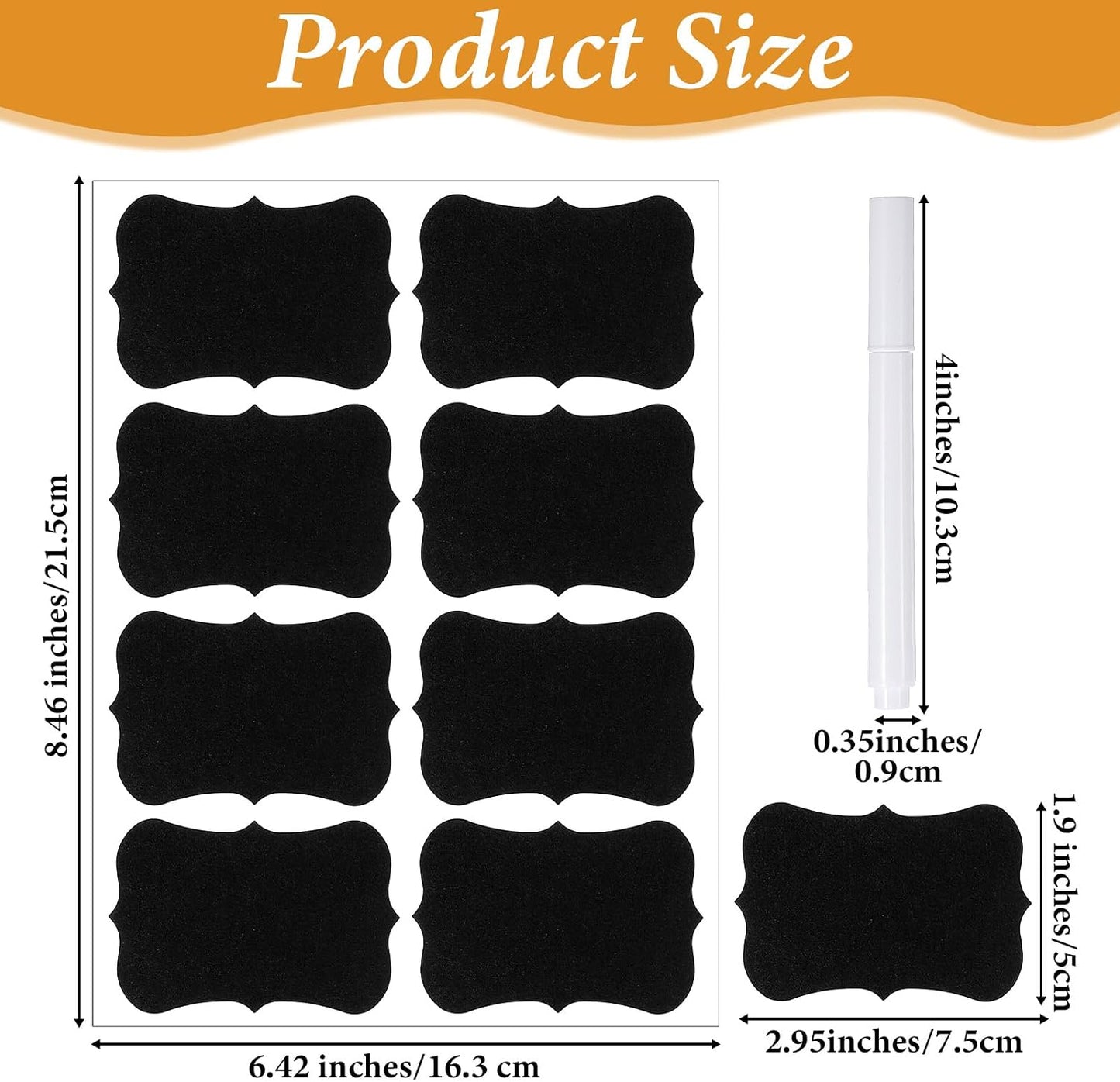 Qianyu 200 Pcs Waterproof Blackboard Stickers Chalkboard Labels Erasable Reusable Blackboard Labels with 1 Liquid Chalk Markers Pen for Jars Parties Decoration Craft Rooms Weddings Storage Organize