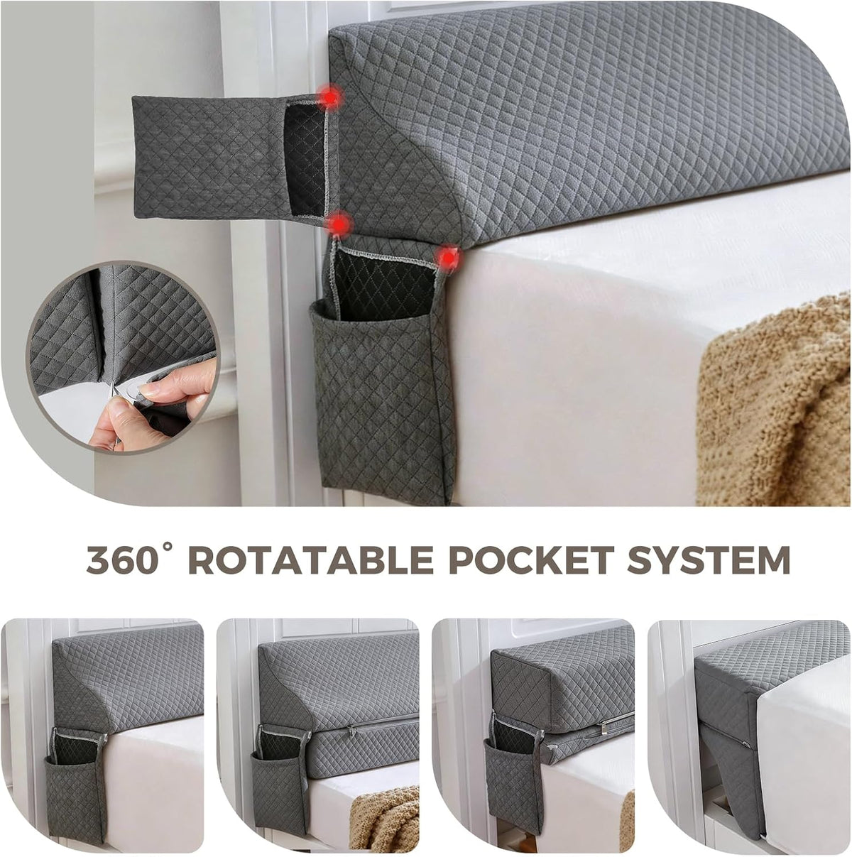 Bed Wedge Gap Filler Queen Size, Wedge Pillow for Headboard Gap, 60×10×6 in