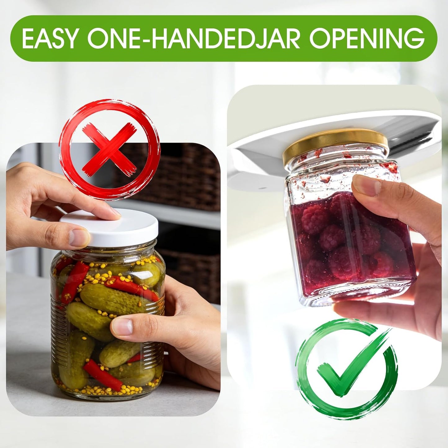 Under Cabinet Jar Opener for Seniors Arthritis Weak Hands | Effortless bottle can opening helper, space saving practical design, multi-functional daily household kitchen gadget tool