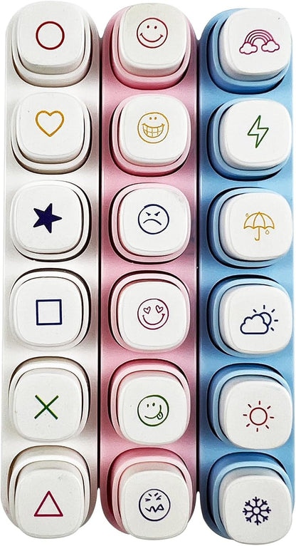 6-in-1 Pre Self-Inking Planner Stamp Set - Portable Emoticon Weather Themes Stamps with Storage Case for Bullet Journal, Scrapbooking, Travel, Daily Planning -100mm x 15mm (Quick-Dry Ink, 2pcs)