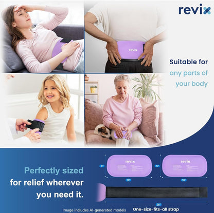REVIX Ice Pack for Injuries Reusable, 2-Pack Hot & Cold Gel Wrap with Strap