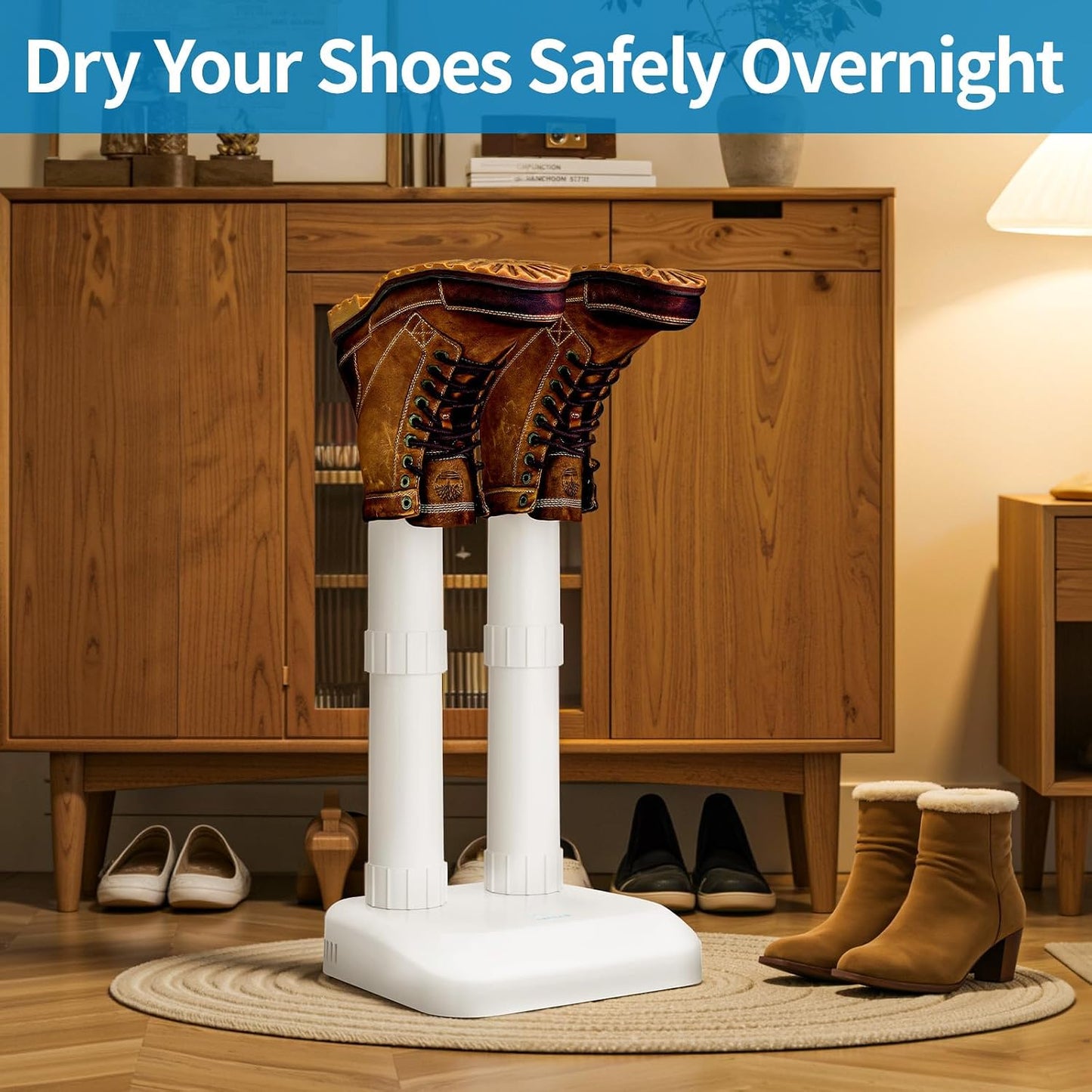 Silent Boot Dryer for Work Boots Sneakers, No Heat Shoe Dryer | Fanless Noiseless Boot Warmer Deodorizer Fits Gloves, Ski Gear, Cleats, Workers, Families, Hunters, Rainy Day, Snowy Day Gift