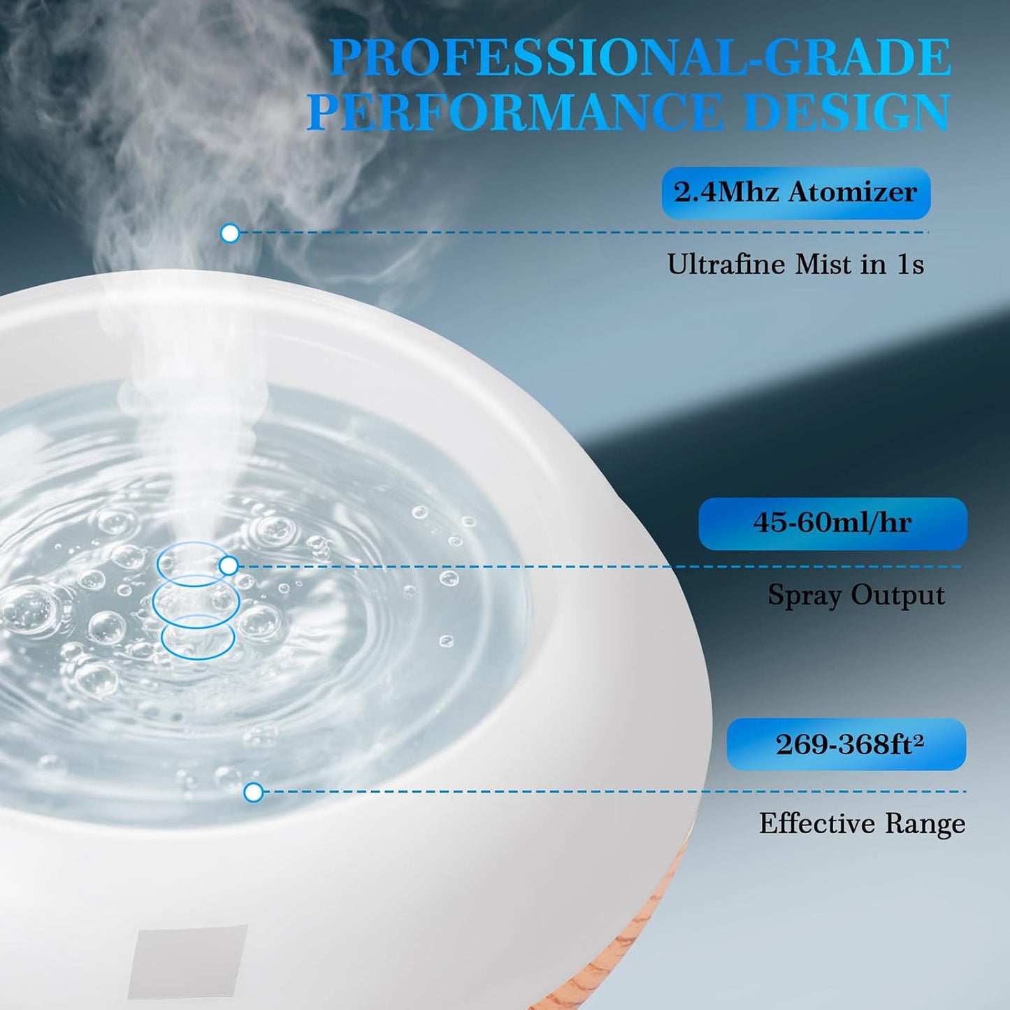 500ML Essential Oil Diffuser, Aromatherapy Diffuser with Remote Control, Multifunctional Air Diffusers for Home Office Room, Fragrance Aroma Diffuser with 7 Color LED & 2 Mist Mode, Brown