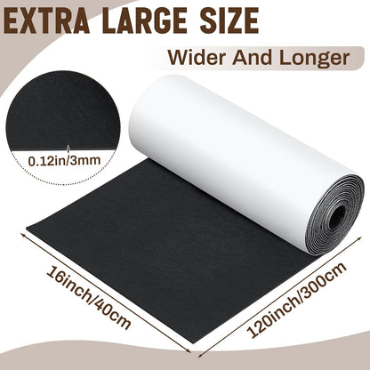 Fullhawl Large Felt Furniture Pads 8 x 60 Inch Non Slip Self Adhesive Heavy Duty Cuttable Strip Roll Felt Sheet Tape for Protecting Hardwood Floors Chair Wall, White