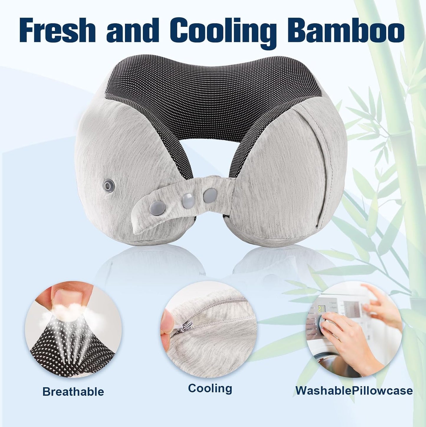 Cirorld Neck Pillow for Traveling, Travel Pillows for Airplanes,100% Pure Memory Foam Travel Neck Pillow, Adjustable Flight Pillow, Portable Plane Accessories with Eye Mask, Earplugs, Carry Bag