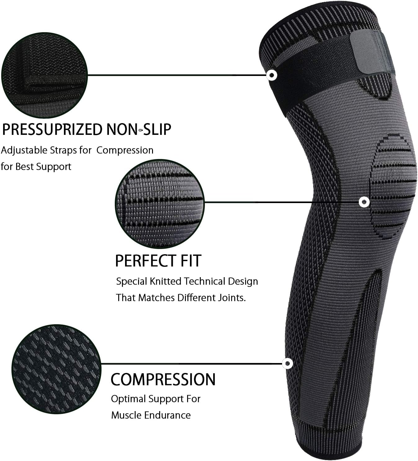 Full Leg Sleeves Long Compression Leg Sleeve Knee Sleeves Protect Leg, for Man Women Basketball, Arthritis Cycling Sport