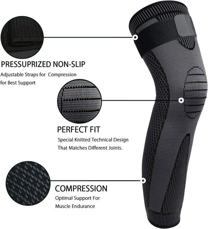 Full Leg Sleeves Long Compression Leg Sleeve Knee Sleeves Protect Leg, for Man Women Basketball, Arthritis Cycling Sport