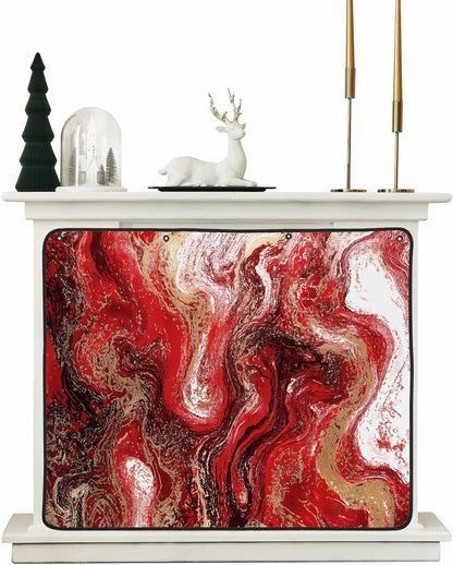 Magnetic Fireplace Cover Sage Green Marble Fireplace Screen Decorative Abstract Fluid Art Insulation Fireplaces Blocker Blanket Save Energy Fireplaces Draft Stopper Covers for Living Room 36x30 Inch