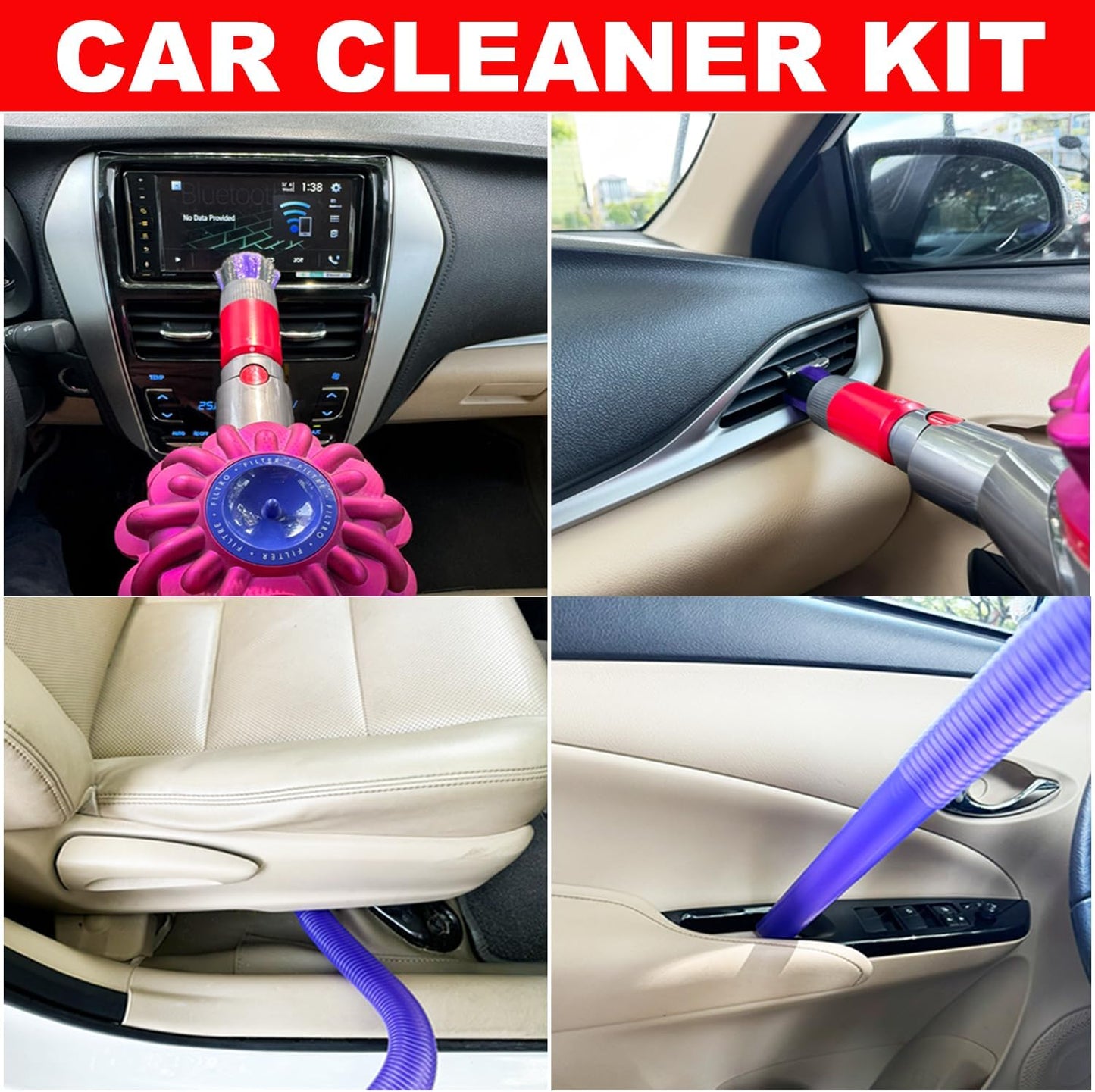 For Dyson V7 V8 V10 V11 V15 Vacuum Accessories & Attachment -Traceless Dust Brush & Dryer Vent Cleaner Kit - Refrigerator Condenser Coil Brush- Flexible Crevice Tool for Small Crevice & Car Detailing