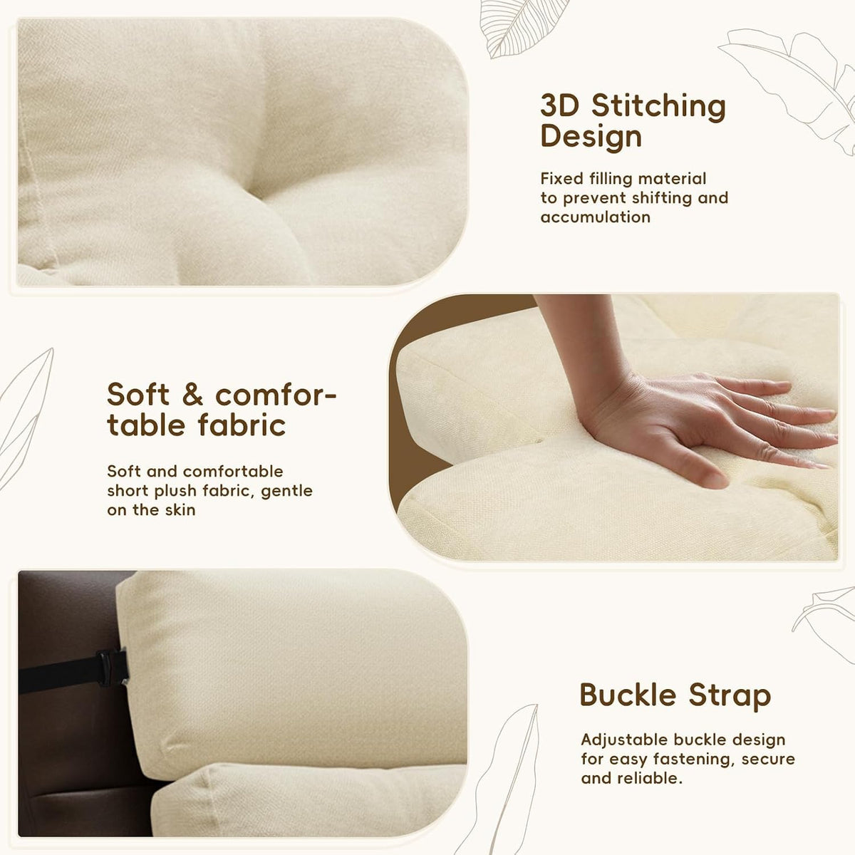 2 Piece Neck Pillow and Lumbar Support Back Cushion Set for Recliner, Beige