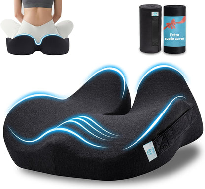 Seat Cushion,Ergonomic Chair Cushions for Sit Bone Tailbone Pain Relief,Sciatica & Back Support,Memory Foam Butt Pillow for Office,Car,Home,Gaming,Wheelchair
