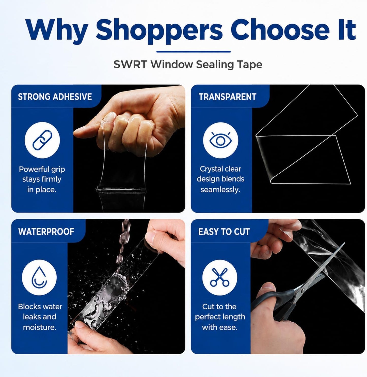 SWRT Window Sealing Tape, 2 in x 33 ft, 20 Mil Thick, AC Insulation Seal | Blocks Hot Air & Drafts; 20 Mil Heavy-Duty Seal; Strong Gap Sealing; Clean Seasonal Removal; Easy Cut & Press Application