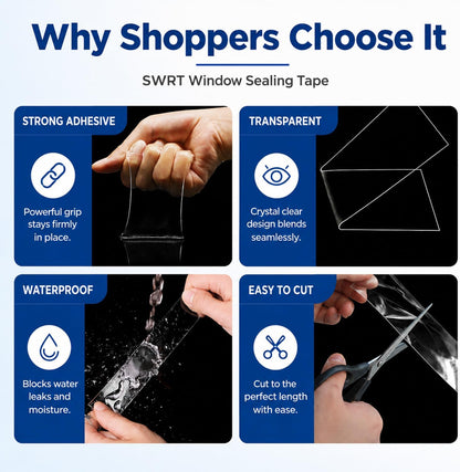 SWRT Window Sealing Tape, 2 in x 33 ft, 20 Mil Thick, AC Insulation Seal | Blocks Hot Air & Drafts; 20 Mil Heavy-Duty Seal; Strong Gap Sealing; Clean Seasonal Removal; Easy Cut & Press Application
