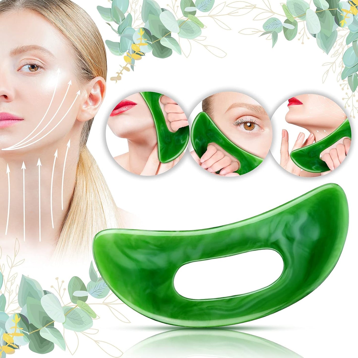 BBTO Gua Sha Massage Tool with Handle Resin Massage Tools Lymphatic Drainage Massager Body Shaping Gua Sha Tools for Full Body Men Women Birthday Festival Holiday Present (Light Green)