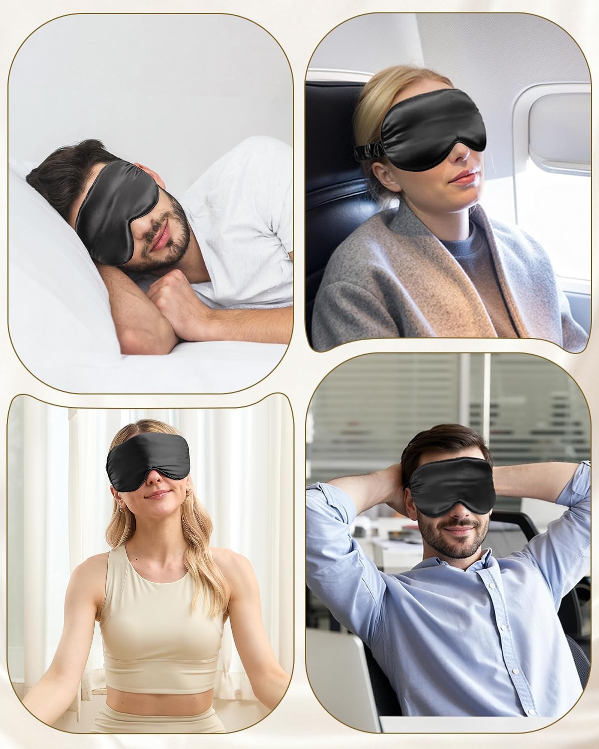 BeeVines 22 Momme Silk Sleep Mask, 3D Contoured Eye Masks for Women (Black) | Luxury 100% Pure Silk Eye Cover for Sleeping, 3D Contoured Eye Shade for Lash Extensions, Zero Eye Pressure & Blackout