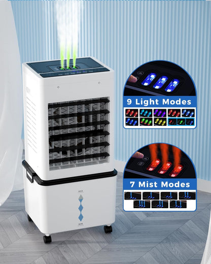Evaporative Air Cooler, 3-in-1 Portable AC Tower Fan Air Conditioner with 4 Modes & 3 Speeds, 24H Timer, Remote 60°Oscillating Tower Fan, Quiet Swamp Cooler, Tower AC for Bedroom Office, 36inch, Black