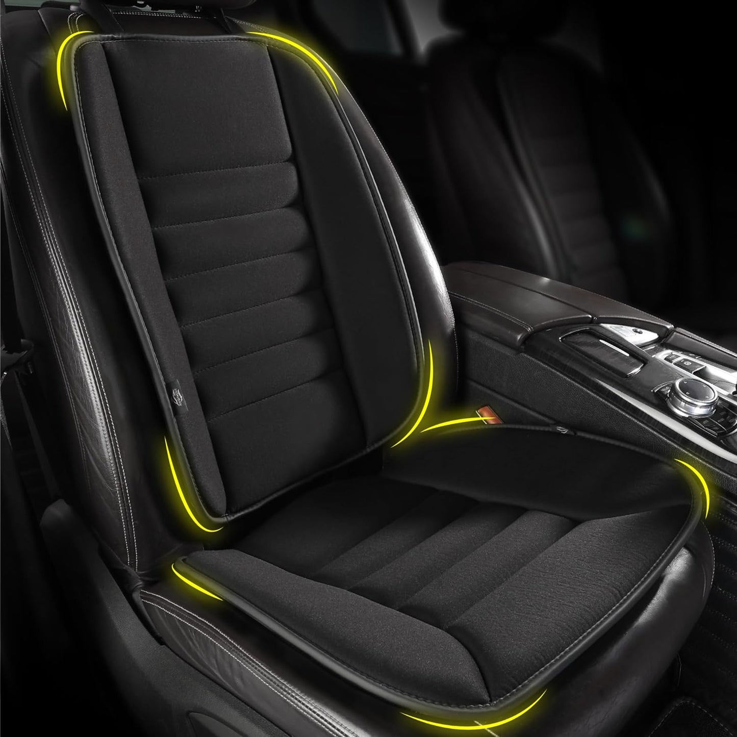 kingphenix Car Seat Cushion with Back Support Pillow, Memory Foam, Black | Memory Foam Car Cushion for Long Driving, Truck, Office Chair, Tailbone and Lower Back Support