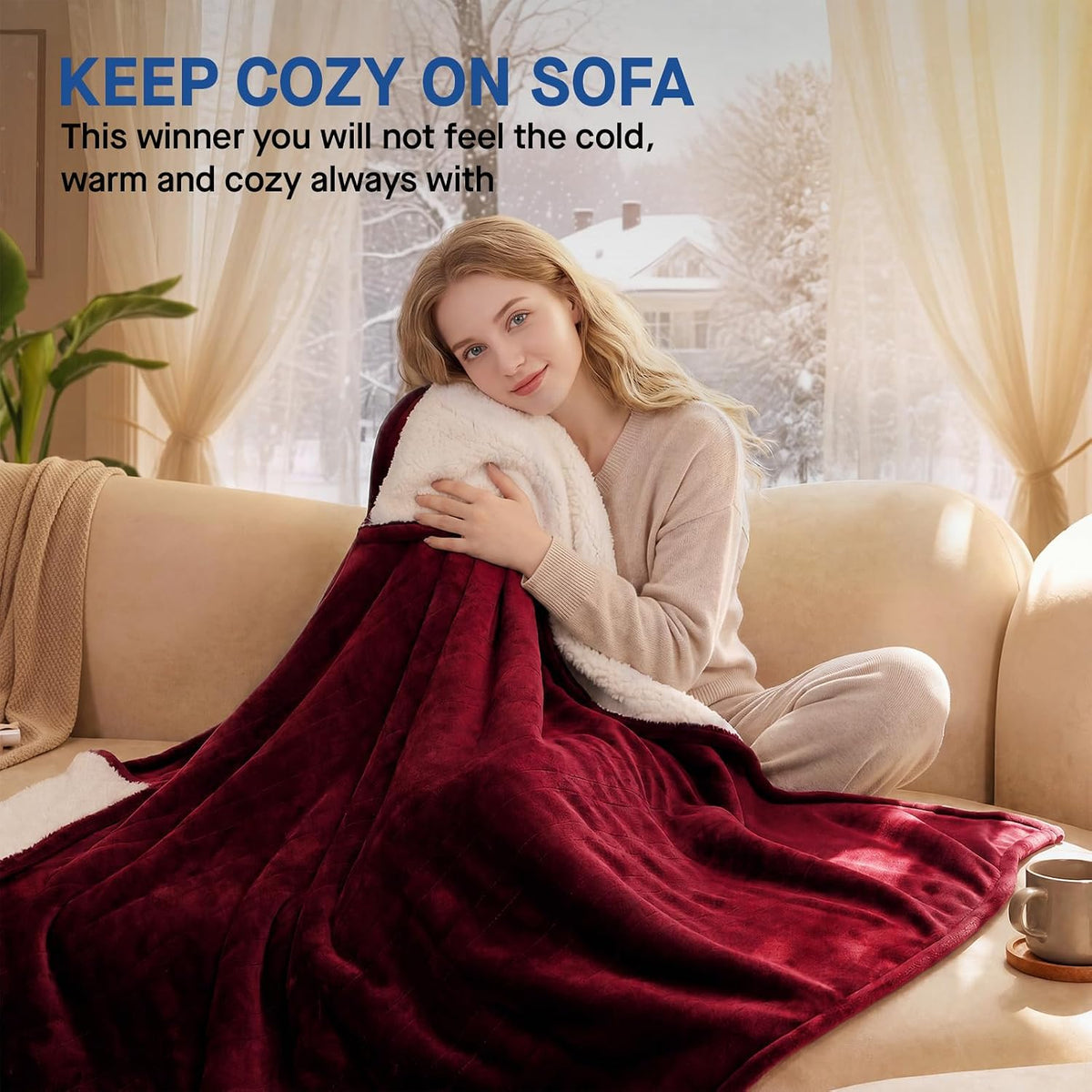 Sealy Electric Blanket Throw 50×60, Flannel to Sherpa, Charcoal
