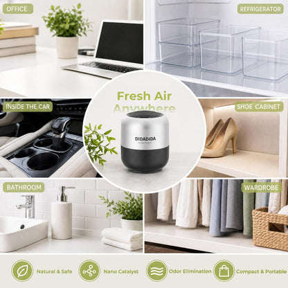 Refrigerator Deodorizer & Air Purifier, 2 Pack | Eliminates 99% Odors, Long-Lasting Activated Charcoal Odor Absorber for Fridge & Home (Silver+Black)