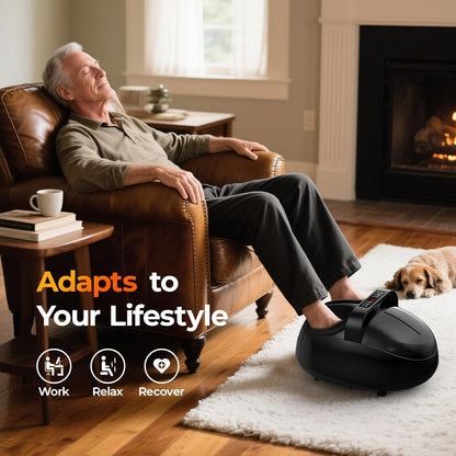 Foot Massager with Heat, 4 Modes & Vibration & Compression & Rolling for Feet Toes Relief, Electric Shiatsu Foot Massager with Remote, Fits Up to Men's Size 12, Gift for Women Men Father's Day